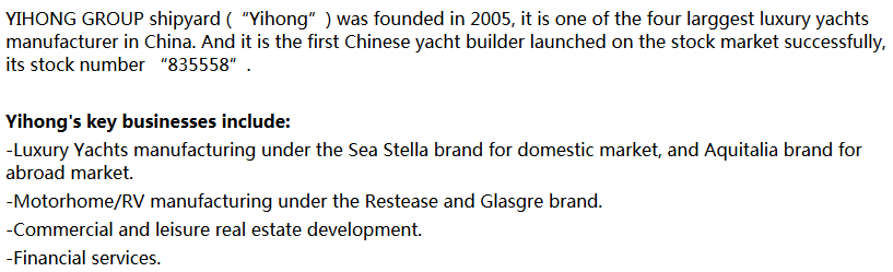 Yihong Luxury yachts